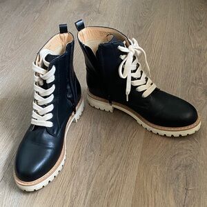 Black Leather Combat Boots